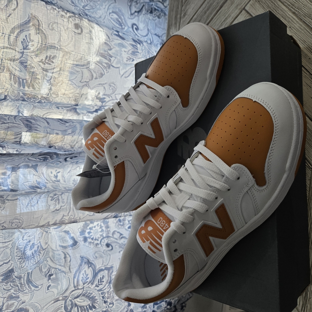 New Balance Men's White and Orange Sneakers